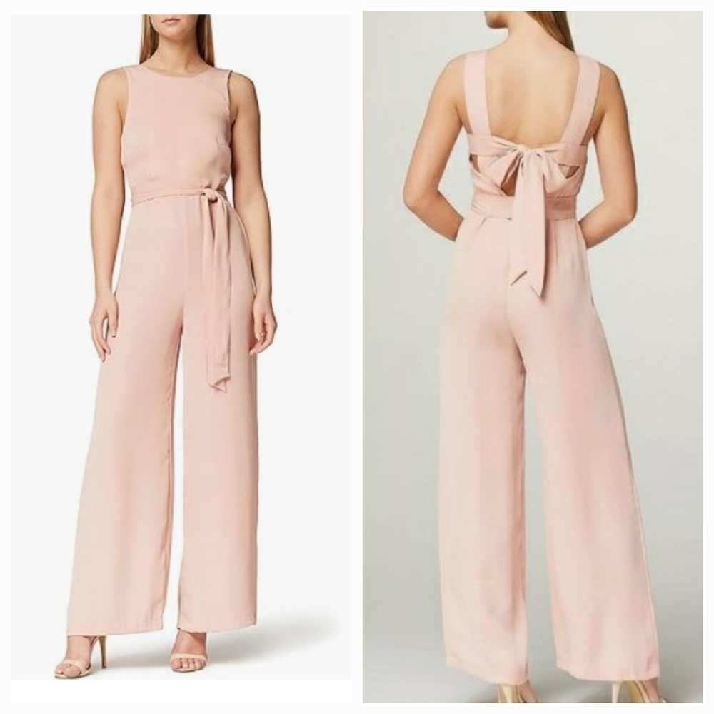 Truth & Fable dusty pink bow back jumpsuit  size M